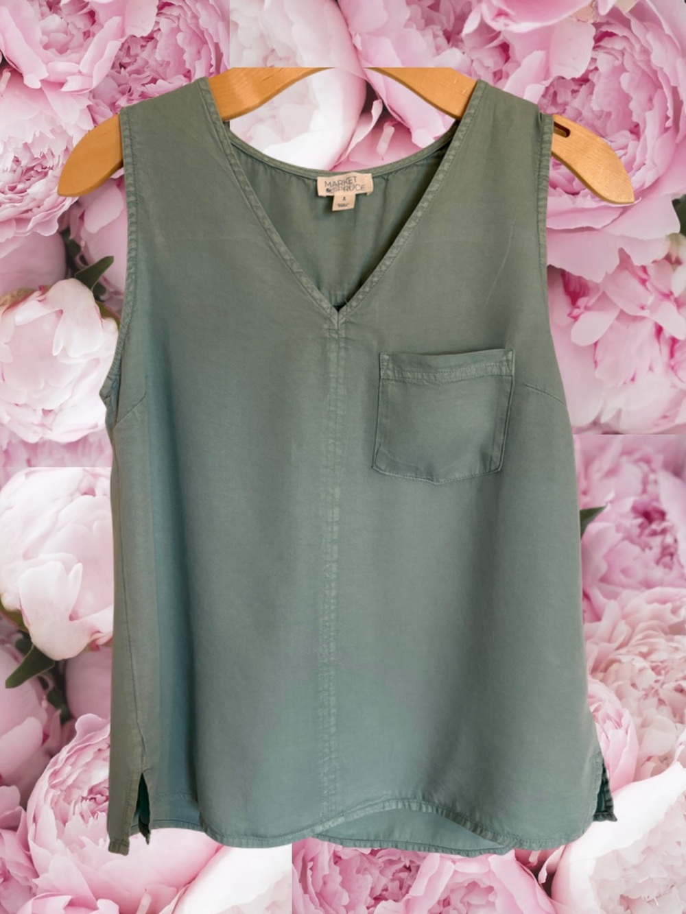 Mint V Neck Sleeveless Shirt Market & Spruce Women’s Size Small